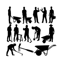 Farmer and Worker Silhouettes, art vector design 