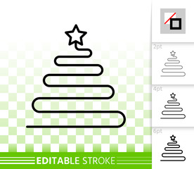 Fototapeta na wymiar Christmas Tree simple black line vector icon