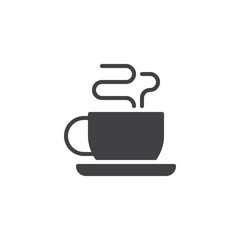 Hot coffee cup with steam vector icon. filled flat sign for mobile concept and web design. Hot tea drink solid icon. Symbol, logo illustration. Pixel perfect vector graphics