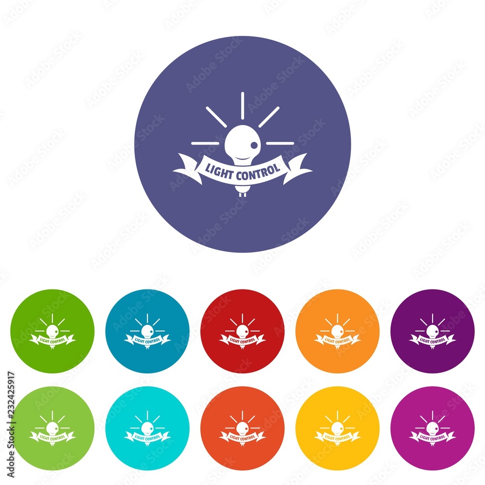 Poster Light control icons color set vector for any web design on white background