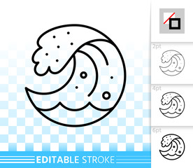 Water wave simple black line splash vector icon