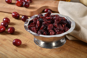 Bowl of healthy dried cranberries