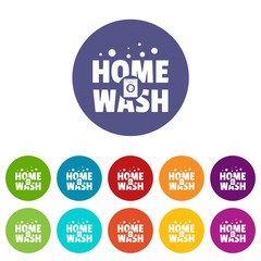 Home wash icons color set vector for any web design on white background