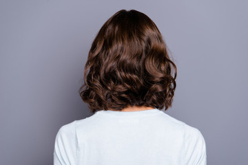 Fototapeta premium Close up photo of youth lady with her modern hairdo she stand ba