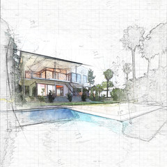 architectural sketch of a house © XtravaganT