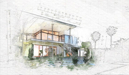 architectural sketch of a house © XtravaganT