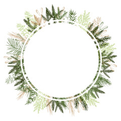 Vector frame with Christmas plant. Hand-drawn ilustration.