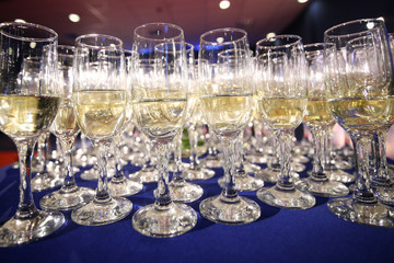 Glasses of champagne at an event