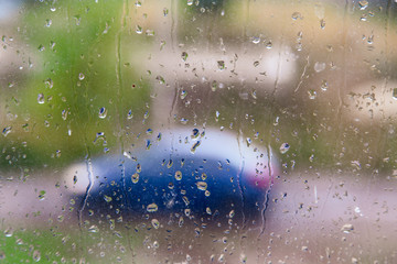 Drops after rain on the window as background