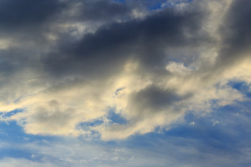 Clouds after rain before sunset as a background