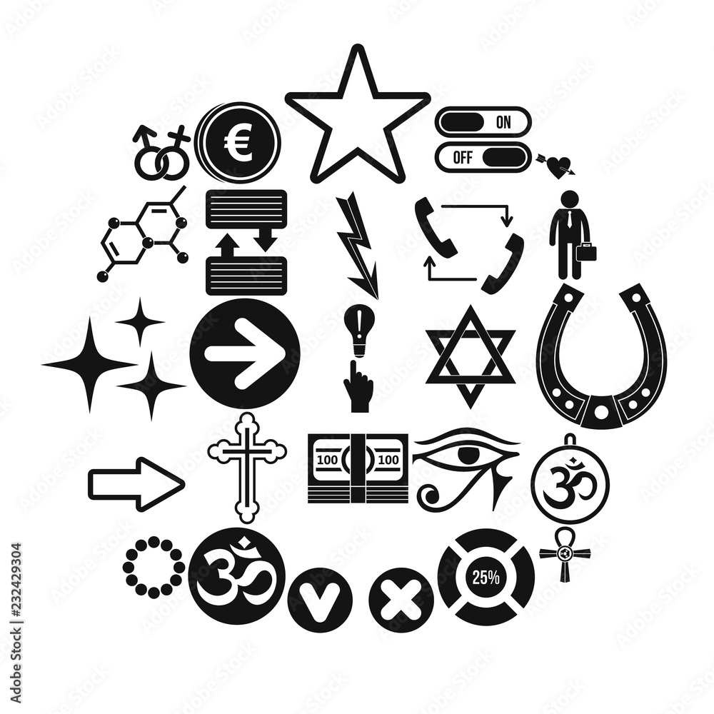 Fototapete Pointer icons set. Simple set of 25 pointer vector icons for web isolated on white background