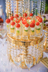 registration of a buffet table for a Banquet, reception, a dinner party, beautiful snacks before a Banquet