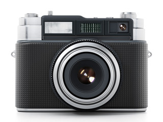 Fototapeta premium Vintage camera isolated on white background. 3D illustration