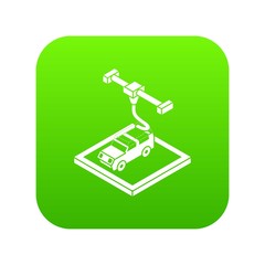 Car d printing icon green vector isolated on white background