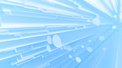 Horizontal Abstract White and Blue Cylinders