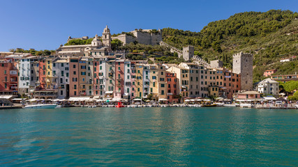 Fototapeta na wymiar Beautiful view of the historic center of Portovenere, Liguria, Italy