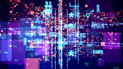 Obraz premium Multilayered Abstract Cyberspace Symbols