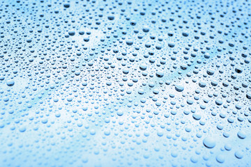 Drops of water on color background
