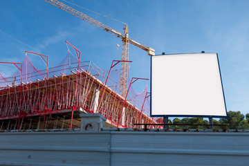 Blank billboard in the construction site