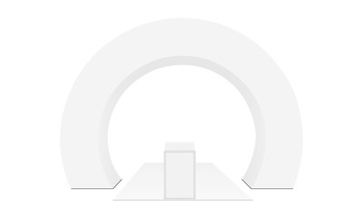 Fototapeta premium Outdoor event arch with podium on carpet, isolated on white background. Vector illustration