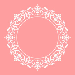 Decorative frame Elegant vector element for design in Eastern style, place for text. Floral pink border. Lace illustration for invitations and greeting cards