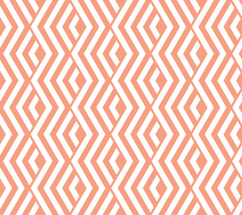 Abstract geometric pattern with stripes, lines. Seamless vector background. White and pink ornament. Simple lattice graphic design