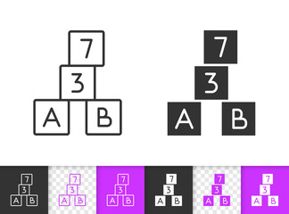Alphabet Cube simple black line vector icon
