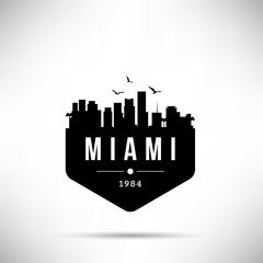 Miami City Modern Skyline Vector Template - obrazy, fototapety, plakaty