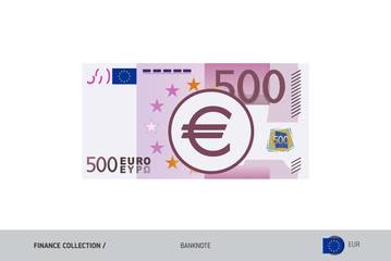 500 Euro Banknote. Flat style highly detailed vector illustration. Isolated on white background. Suitable for print materials, web design, mobile app and infographics.
