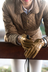 Gloved hands closeup
