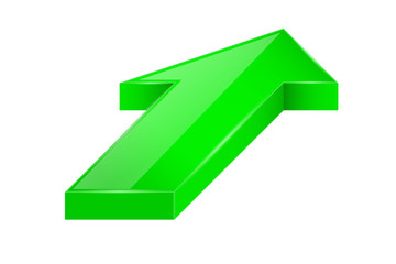 Green arrow. 3d up diagonal icon
