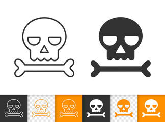 Skull simple black line vector icon of danger