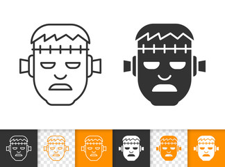 Frankenstein Head simple black line vector icon