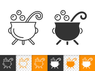 Witch Cauldron simple black line vector icon