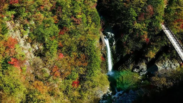 岐阜県　高樽の滝　紅葉 2018 空撮　ドローン