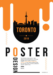 Toronto Modern Poster Design with Vector Linear Skyline