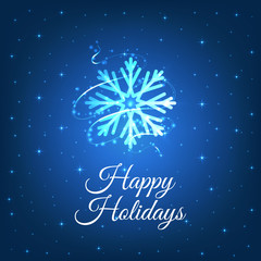 Abstract snowflake shining  background. Christmas greeting, winter time. Vector illustration.