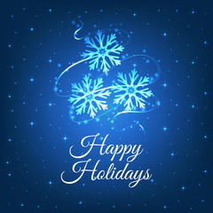 Abstract snowflake shining  background. Christmas greeting, winter time. Vector illustration.