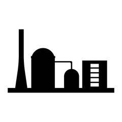 Factory icon. Vector industrial buildings pictograms. Black silhouettes of manufacturing objects isolated on white. Simple industrial monochrome icon