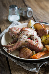 Baked rabbit with vegetables