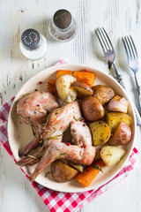 Baked rabbit with vegetables