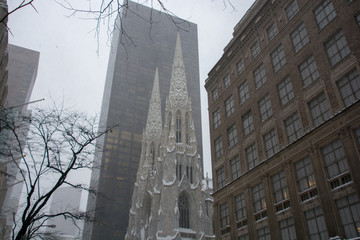 New York City blizzard of 23rd January 2016 showing church with snow