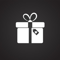 Valentines day gift box flat on black background icon