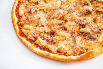 tasty pizza on white background