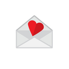Love message envelope flat on white background icon