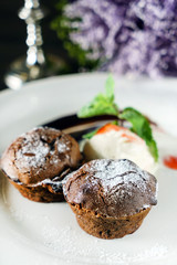 chocolate muffins with ice cream
