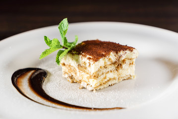 tiramisu cake with coffee