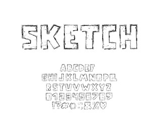Alphabet sketch design. letters, numbers and punctuation marks. EPS 10 © alenes