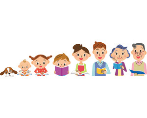 読書をする三世代家族