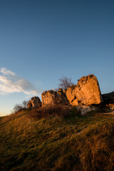 The sunrise lets the Hölzlstein in Burgenland, Austria glow